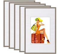 WOLTU Lot de 5 Cadre Photo 15x20 cm avec Passe Partout, Cadre et Plaque en Plastique pour Décoration Murale ou sur Table, à Poser Horizontalement ou Verticalement, Acier