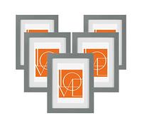 WOLTU Lot de 5 Cadre Photo 20x30cm en Bois, Cadre pour Poster avec Passe Partout, Suspendre Horizontalement ou Verticalement, Décoration Murale ou sur Table, Gris