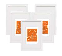 WOLTU Lot de 5 Cadre Photo 20x30cm en Bois, Cadre pour Poster avec Passe Partout, Suspendre Horizontalement ou Verticalement, Décoration Murale ou sur Table, Blanc