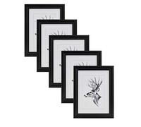 WOLTU Lot de 5 Cadre Photo 40x50cm Cadre en Bois Massif avec Passe Partout, Suspendre Horizontalement ou Verticalement, Décoration Murale ou sur Table, Noir