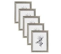 WOLTU Lot de 5 Cadre Photo 40x50cm Cadre en Bois Massif avec Passe Partout, Suspendre Horizontalement ou Verticalement, Décoration Murale ou sur Table, Argent