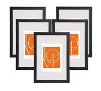 WOLTU Lot de 5 Cadre Photo A4 21x29,7cm en Bois, Cadre pour Poster avec Passe Partout, Suspendre Horizontalement ou Verticalement, Décoration Murale ou sur Table, Noir