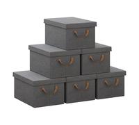WOLTU Lot de 6 Boîtes de Rangement Pliables, Paniers de Rangement en Tissu Non Tissé, avec Poignées et Couvercle, pour Vêtements et Jouets, Gris, 38x27x20cm