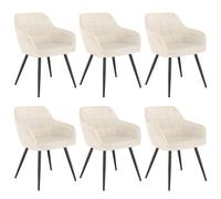 WOLTU Lot de 6 Chaise de Salle à Manger,Velours,Crème Blanc
