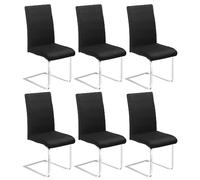 WOLTU Lot de 6 Chaise Salle à Manger, Cantilever, Pied Luge Rembourrée, Ergonomique à Dossier Haut, pour Salon, Bureau, Balcon, en Velours, Noir, BH377sz-6