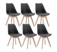 WOLTU Lot de 6 Chaises de Salle à Manger avec Siège Rembourré, Chaise de Salon Scandinave sur Pieds en Bois Massif, Gris, BH29gr-6