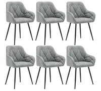 WOLTU Lot de 6 Chaises de Salle à Manger, Chaise Cuisine Rembourrée en SimiliCuir Vintage, Pieds en Métal, Gris W0ATT0544-6