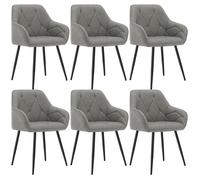 WOLTU Lot de 6 Chaises de Salle à Manger, Chaise Cuisine Rembourrée en SimiliCuir Vintage, Pieds en Métal, Gris Foncé W0ATT0545-6