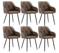 WOLTU Lot de 6 Chaises de Salle à Manger, Chaise de Cuisine Rembourrée en Simili Cuir, Pieds en Métal, Marron foncé W0ATT0145-6
