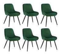 WOLTU Lot de 6 Chaises de Salle à Manger, Chaises Relaxantes en Velours, Chaises Scandinaves Ergonomiques avec Dossier pour Salon, Salle de séjour, Cuisine, Chambre à Coucher,Vert foncé, BH331dgn-6