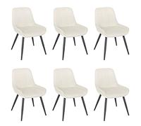 WOLTU Lot de 6 Chaises de Salle à Manger, Chaises Relaxantes en Velours, Chaises Scandinaves Ergonomiques avec Dossier pour Salon, Salle de séjour, Cuisine, Chambre à Coucher,crème Blanc, BH331cm-6