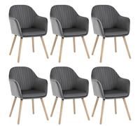 WOLTU Lot de 6 Chaises de Salle à Manger, Fauteuil en Velours, Rembourrée, avec Accoudoirs, Pieds en Bois Massif, pour Cuisine Salon Chambre, Gris Foncé.
