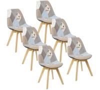 WOLTU Lot de 6 Chaises de salle à manger Pied en bois Style nordique Patchwork
