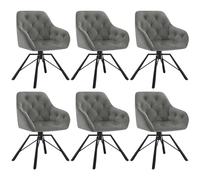 WOLTU Lot de 6 Chaises de Salle à Manger Pivotantes, Chaises de Cuisine, Chaises en Velours, Chaises à Haut Dossier avec Pieds en Métal, Chaises Scandinaves pour Salon, Gris Foncé, EZS60dgr-6