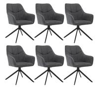 WOLTU Lot de 6 Chaises de Salle à Manger Pivotantes, Fauteuils Rembourrés en Chenille et Velours Côtelé, Gris Foncé W0ATT0174-6