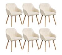 WOLTU Lot de 6 Chaises de Salle à Manger,Velours,Crème Blanc