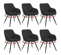 WOLTU Lot de 6 Chaises Pivotantes Salle à Manger, Fauteuils Salle à Manger, Chaises Velours, Pieds en Métal, Siège Rembourré, pour Salle à Manger, Bureau, Salon, Chambre, Noir, EZS85sz-6