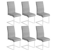 WOLTU Lot de 6 Chaises Salle à Manger Cantilever, Pied Luge Rembourrée, Ergonomique à Dossier Haut, pour Salon, Bureau, Balcon, en Velours, Gris Foncé, BH377dgr-6