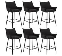 WOLTU Lot de 6 Tabourets de Bar, Tabouret Bistro Rembourré, Chaise de Salle à Manger en Similicuir, Chaise Haute avec Pieds en Métal, Repose-Pieds, Dossier, Accoudoirs, Anthracite, BH391an-6