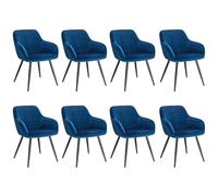 WOLTU Lot de 8 Chaises de Salle à Manger avec accoudoirs, Chaise de Salon Structure en métal et Assise en Velours,Bleu BH93bl-8
