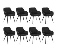 WOLTU Lot de 8 Chaises de Salle à Manger avec accoudoirs, Chaise de Salon Structure en métal et Assise en Velours,Noir BH93sz-8