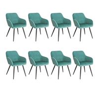 WOLTU Lot de 8 Chaises de Salle à Manger avec accoudoirs, Chaise de Salon Structure en métal et Assise en Velours,Vert Turc BH93ts-8