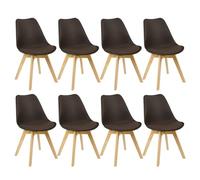 WOLTU Lot de 8 Chaises de Salle à Manger avec Siège Rembourré, Chaise de Salon Scandinave sur Pieds en Bois Massif, Brun, EZS69br-8