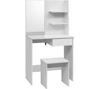 WOLTU MB6045ws Coiffeuse de style baroque et moderne,Coiffeuse avec miroir et tabouret,75x40x138cm Blanc