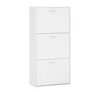 WOLTU Meuble à Chaussures, avec 3 Abattants, Armoire à Chaussures Étroite, Étagères Réglables, pour 14-18 Paires, pour Entrée, Salon, 58x23x118cm, en Bois d'Ingénierie, Blanc