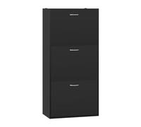 WOLTU Meuble à Chaussures, avec 3 Abattants, Armoire à Chaussures Étroite, Étagères Réglables, pour 14-18 Paires, pour Entrée, Salon, 58x23x118cm, en Bois d'Ingénierie, Noir