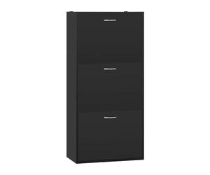 WOLTU Meuble à Chaussures, avec 3 Abattants, Armoire à Chaussures Étroite, Étagères Réglables, pour 14-18 Paires, pour Entrée, Salon, 58x23x118cm, en Bois d'Ingénierie, Noir