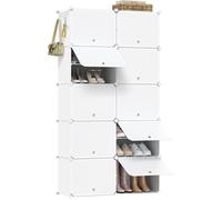 WOLTU Meuble à Chaussures, Boîte à Chaussures Empilable avec 10 Compartiments ,pour entrée、chambre、studio, Blanc