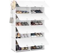 WOLTU Meuble Chaussure Rangement Chaussure avec 8 Compartiments Boîte Empilable en Plastique Blanc W0ITT2005