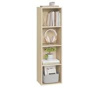 WOLTU Meuble de Rangement 4 Cases, Bibliothèque Colonne Étagère Modulable Semi-Ouverte 30x24x106 cm pour Salon Bureau - Blanc