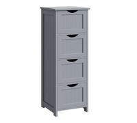 WOLTU Meuble Salle de Bain, Commode Salle de Bain, Meuble de Rangement, avec 4 Tiroirs, 30 x 30 x 82 cm, Armoire Rangement, pour Salon, Salle à Manger, Cuisine, Moderne, Gris BZS07hgr