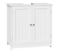 WOLTU Meuble sous Lavabo de Salle de Bains, Placard sous Vasque, Armoire WC Rangement sur Pieds avec 2 Portes et Étagère Réglable, Blanc, 60x30x60 cm