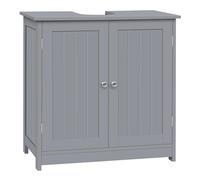 WOLTU Meuble sous Lavabo de Salle de Bains, Placard sous Vasque, Armoire WC Rangement sur Pieds avec 2 Portes et Étagère Réglable, Gris Clair, 60x30x60 cm