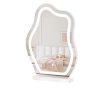 WOLTU Miroir Coiffeuse LED, 3 Niveaux d'Éclairage + Luminosité Réglable, Miroir Irrégulier en Forme de Nuage, 40x54 cm, MB6121ws