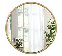 WOLTU Miroir Mural Rond Ø50cm, Miroir Décoratif avec Cadre en Métal Doré, pour Salle de Bain, Chambre, Salon, Couloir