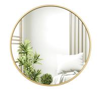 WOLTU Miroir Rond, Miroir Mural Décoratif avec Cadre en Métal Doré, φ81 cm, Verre Clair avec Panneau Arrière en MDF, pour Chambre à Coucher, Entrée, Salon