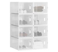 WOLTU organisateurs de chaussures anti-poussière 8/12/18 pièces étagère à chaussures armoire de rangement transparente pliable empilable boîtes à jouets en plastique avec couvercle 12PCS