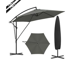 WOLTU Parasol Cantilever, Parasol de Jardin Suspendu Ø 310cm, avec Protection UV, Inclinable, Portable, avec Housse, Parasol Déporté Rond pour Balcon/Jardin/Plage, Gris Foncé