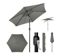 WOLTU Parasol de Jardin, 300cm, Parasol Inclinable avec Manivelle, Parasol Hexagonal pour Jardin/Balcon/Terrasse/Plage/Marché, Tissu Anti-UV 180g/m², Gris Foncé