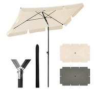 WOLTU Parasol de jardin rectangulaire 2 x 1,2 m, inclinable et hauteur réglable, pour balcon, jardin, terrasse, plage, marché, tissu UV 180 g/m², beige