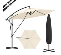 WOLTU Parasol de Jardin Suspendu Ø 310cm, avec Protection UV, Inclinable, Portable, avec Housse, Parasol Déporté Rond pour Balcon/Jardin/Plage, Beige