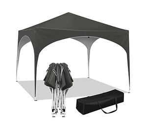 WOLTU Pare-Soleil Tente de Fête Pliante , Pop-Up Tonnelle de Jardin avec Toit en Demi-Cercle pour Marché en Plein Air, Auvent Imperméable, avec Pieds Réglables,3x3m Gris