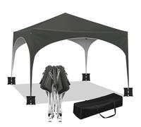 WOLTU Pavillon de Jardin 3x3m Tonnelle Pop up avec Sacs de Sable Gris | UPF 50+ UV, imperméable, hauteur ajustable, vent stable, avec sacs de sable, Jardin