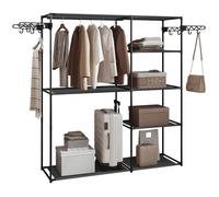 WOLTU Penderie Vêtement, Armoire Chambre, Portant à Vêtement en Métal et Tissu, 148x42,5x166cm, Noir W0ITT2077