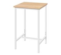 WOLTU Petit Table de Bar 60x100x60 cm, Table Haute en Métal et Bois, Mange Debout pour Cuisine, Salon, Blanc/Chêne Clair