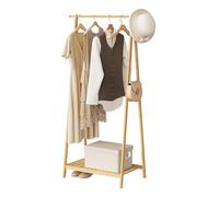 WOLTU Portant à Vêtement en Bambou, Porte Manteau, avec Étagère de Rangement, pour Couloir, Chambre à Coucher, Dressing, Balcon, 82x42x155 cm